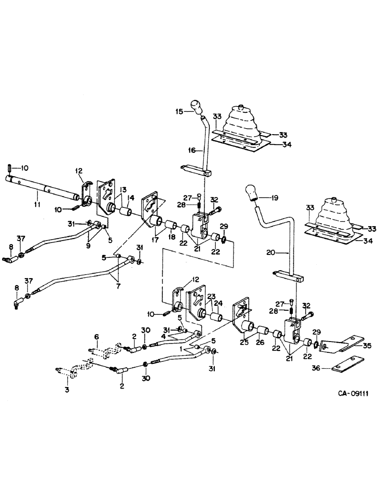 Схема запчастей Case IH 385 - (07-26) - DRIVE TRAIN, TRANSMISSION CONTROL, EXTERNAL, TRACTORS WITHOUT FORWARD AND REVERSE (04) - Drive Train