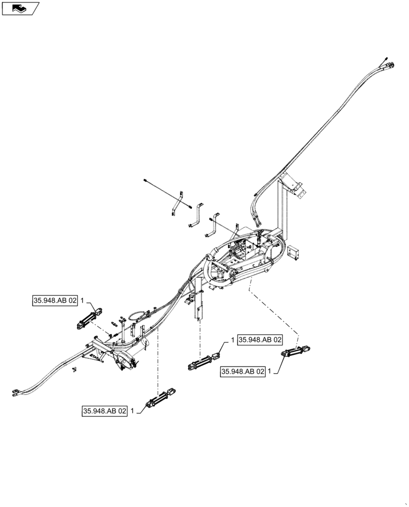 Схема запчастей Case IH 3380 - (35.948.AB[01]) - DELUXE AUGER HYDRAULIC CYLINDER LAYOUT (35) - HYDRAULIC SYSTEMS