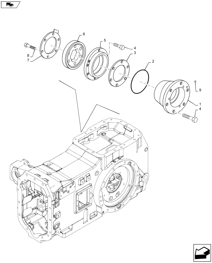 Схема запчастей Case IH MAXXUM 115 - (27.106.AO[01]) - DIFFERENTIAL GEARS WITH HYDRAULIC LOCK - DIFFERENTIAL SUPPORT (27) - REAR AXLE SYSTEM