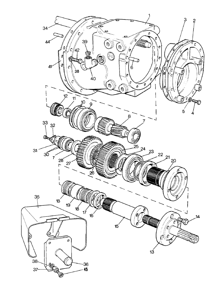 Схема запчастей Case IH 1690 - (F02-1) - DUAL SPEED PTO UNIT, POWER SHIFT WITH DUAL SPEED PTO, SYNCHROMESH WITH DUAL SPEED PTO (01) - POWER TAKE OFF