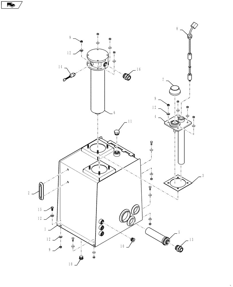 Схема запчастей Case IH FLX4510 - (06-001[01]) - HYDRAULIC TANK GROUP, BSN Y6T020477 (07) - HYDRAULICS