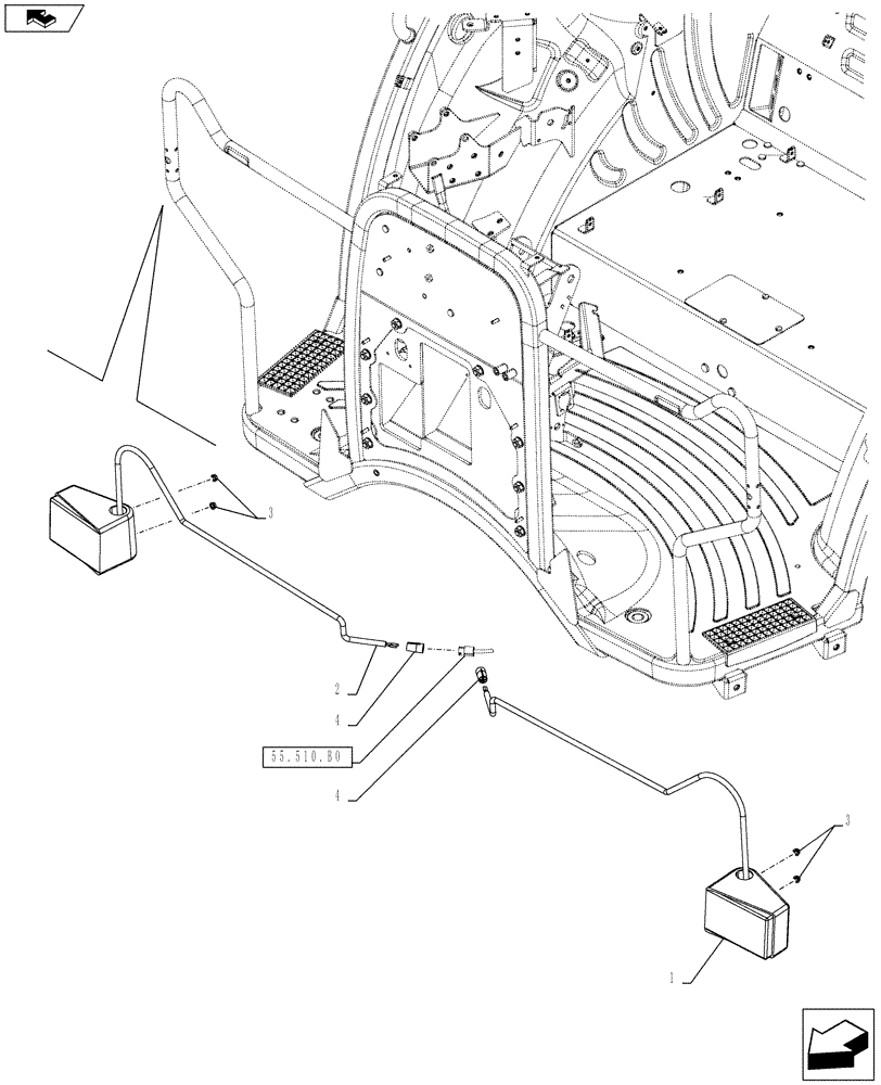 Схема запчастей Case IH FARMALL 85C - (55.404.BB[06]) - VAR - 743580, 743581 - INDICATOR LIGHT, W/ CAB - NA (55) - ELECTRICAL SYSTEMS