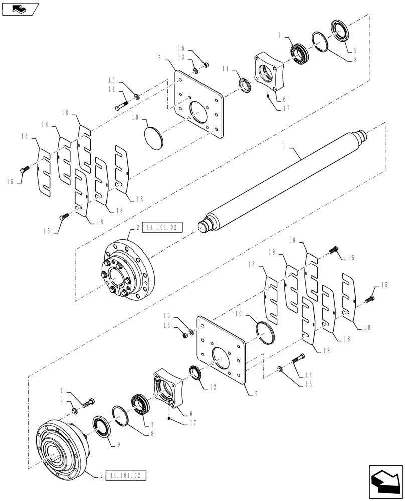 Схема запчастей Case IH TITAN 3530 - (44.101.01[02]) - FRONT AXLE, SN YCT033001 AND AFTER (44) - WHEELS