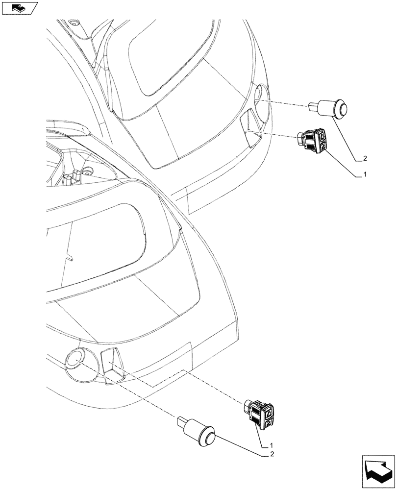 Схема запчастей Case IH FARMALL 105C - (55.523.AQ) - VAR - 390832, 743597 - HITCH UP/DOWN SWITCH (55) - ELECTRICAL SYSTEMS