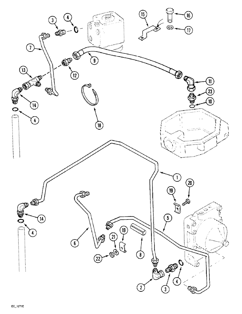 Схема запчастей Case IH 3220 - (5-014) - POWER STEERING TUBES, REAR, MFD TRACTOR WITHOUT CAB, WITH OR WITHOUT 2 SPEED POWER SHIFT (05) - STEERING