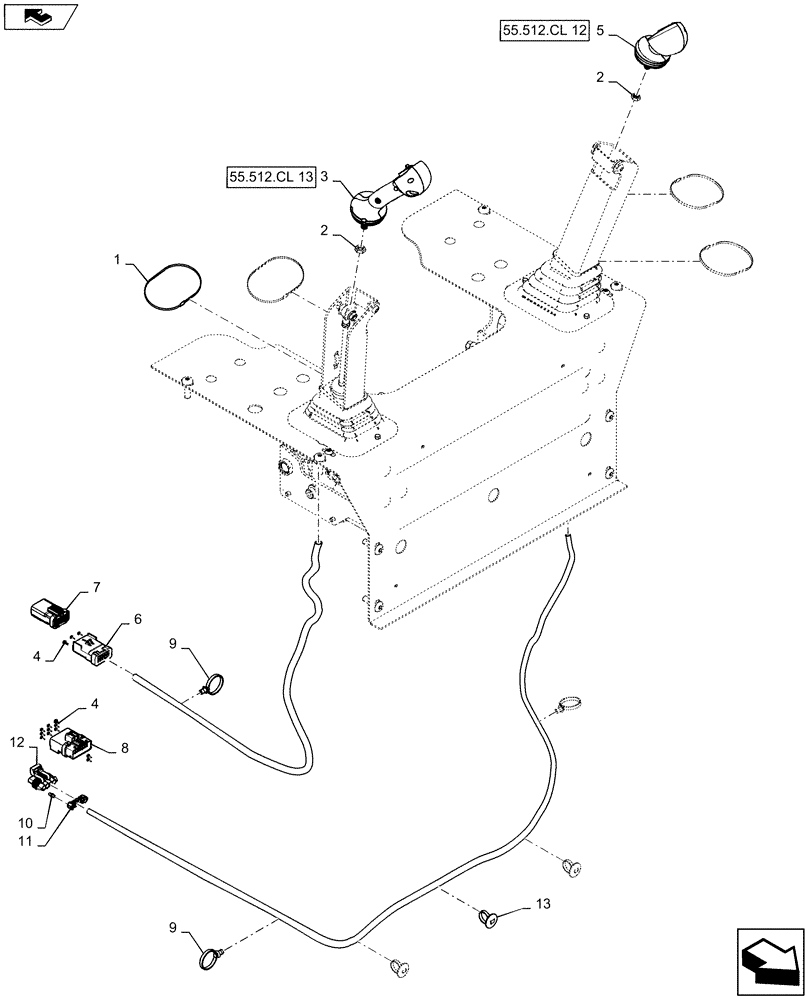 Схема запчастей Case IH SV250 - (55.512.CL[11]) - HANDLE GRIP, MECHANICAL CONTROLS, MULTIFUNCTION ELECTRICAL, LEVEL 300 (55) - ELECTRICAL SYSTEMS