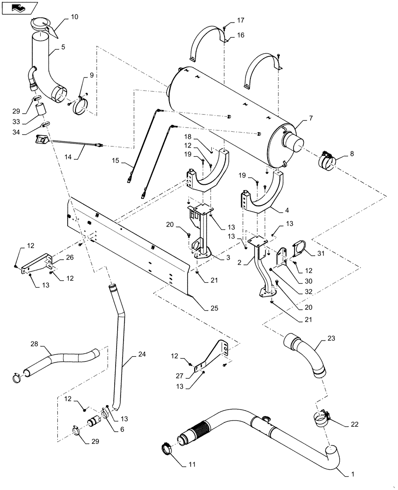 Схема запчастей Case IH 6130 - (10.254.AI[04]) - EXHAUST ASSEMBLY, 6130 T4 (10) - ENGINE