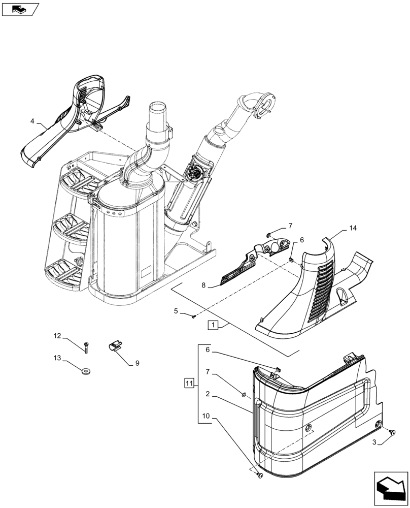 Схема запчастей Case IH MAXXUM 110 - (10.254.AD[07]) - VAR - 331605, 743847 - PROTECTION FOR EXHAUST (10) - ENGINE