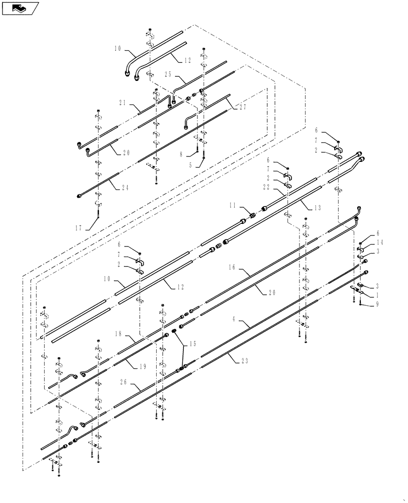 Схема запчастей Case IH 3162 - (35.410.15) - TUBE ASSEMBLY, BUNDLE 35 FT (35) - HYDRAULIC SYSTEMS