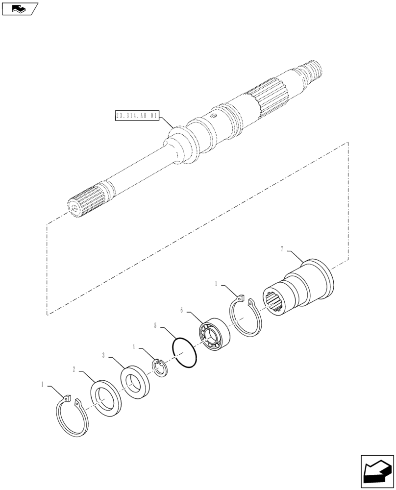 Схема запчастей Case IH MAXXUM 110 - (23.314.AB[02]) - 4WD DRIVING GEAR - SPLINED BUSHING AND RELATED PARTS (23) - FOUR WHEEL DRIVE SYSTEM