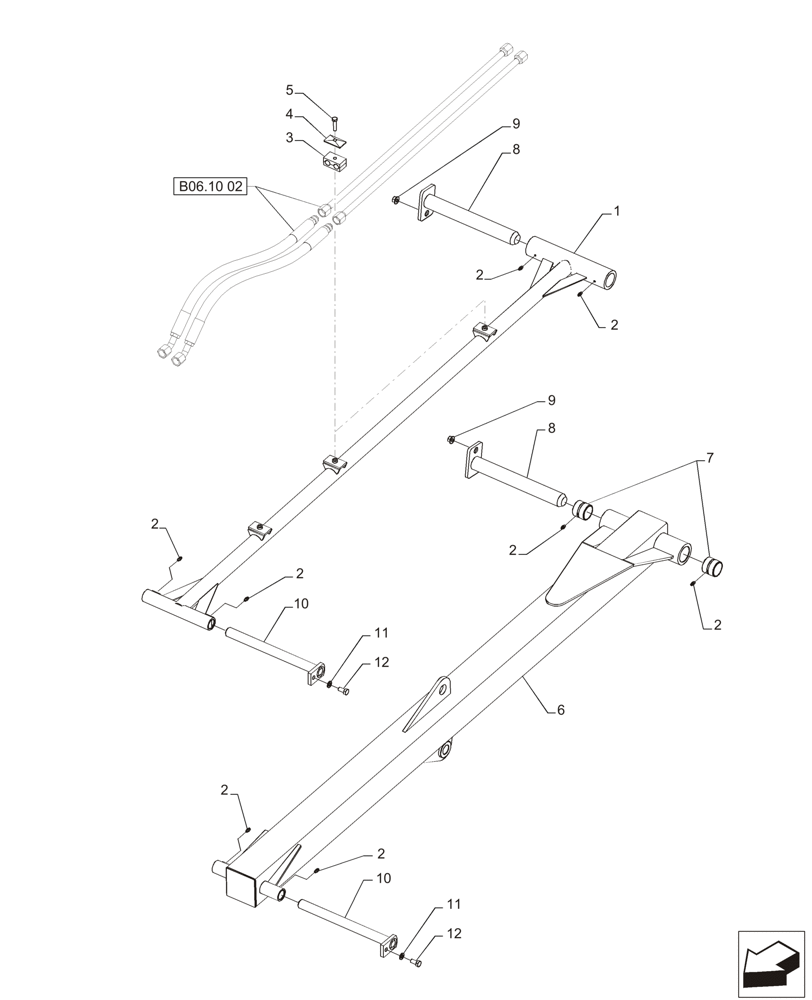 Схема запчастей Case IH A4000 - (A02.01[02]) - TOPPER POLES (DOUBLE) Mainframe & Functioning Components