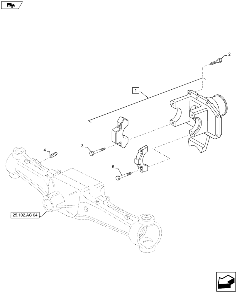 Схема запчастей Case IH MAXXUM 140 - (25.102.AC[04]) - VAR - 330414, 330427 - CL.3 SUSPENDED FRONT AXLE - DIFFERENTIAL CARRIER (25) - FRONT AXLE SYSTEM