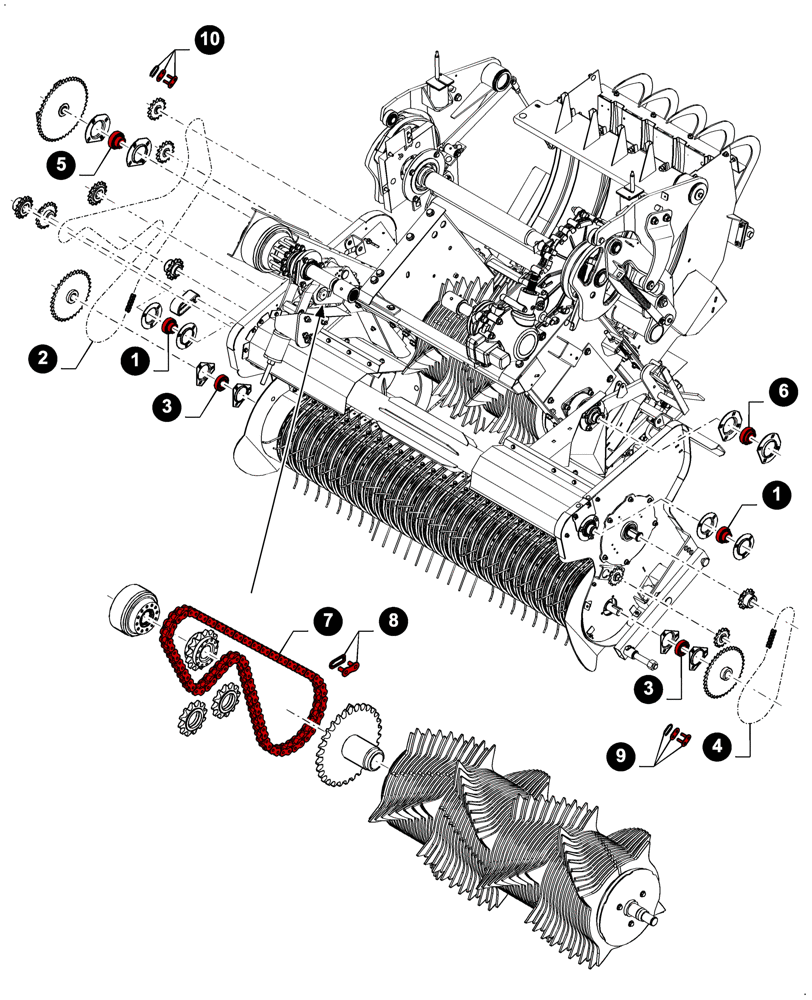 Схема запчастей Case IH LB434R - (05.100.04[09]) - MAINTENANCE PARTS, ROTOR CUTTER - ROTOR DRIVE (05) - SERVICE & MAINTENANCE