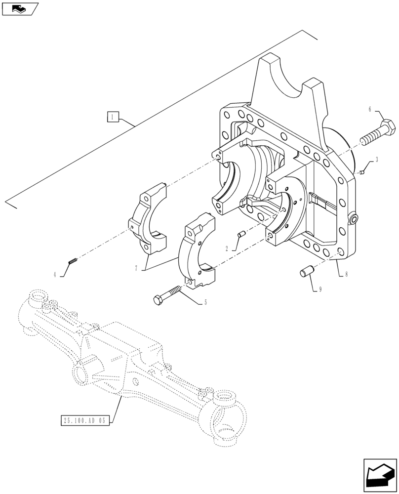 Схема запчастей Case IH MAXXUM 125 - (25.102.AC[06]) - VAR - 330429, 330430 - CL.4 SUSPENDED FRONT AXLE - DIFFERENTIAL CARRIER (25) - FRONT AXLE SYSTEM