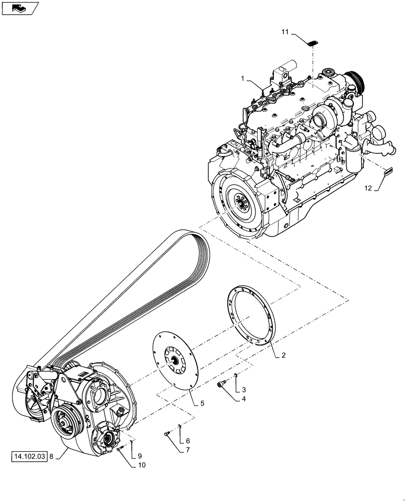 Схема запчастей Case IH 5130 - (18.112.AC[02]) - DAMPER, FLYWHEEL, PTO ASSY, ENGINE (18) - CLUTCH