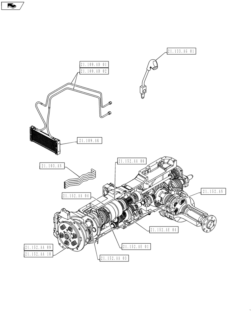Схема запчастей Case IH MAXXUM 120 - (21.000.00[01]) - SECTION INDEX - TRANSMISSION (21) - TRANSMISSION