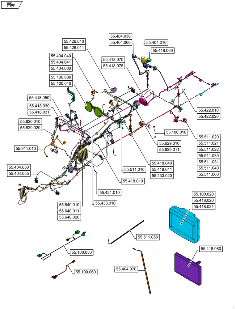Схема запчастей Case IH LB434S XL - (00.000.55) - PICTORIAL INDEX - ELECTRICAL SYSTEMS (00) - GENERAL & PICTORIAL INDEX