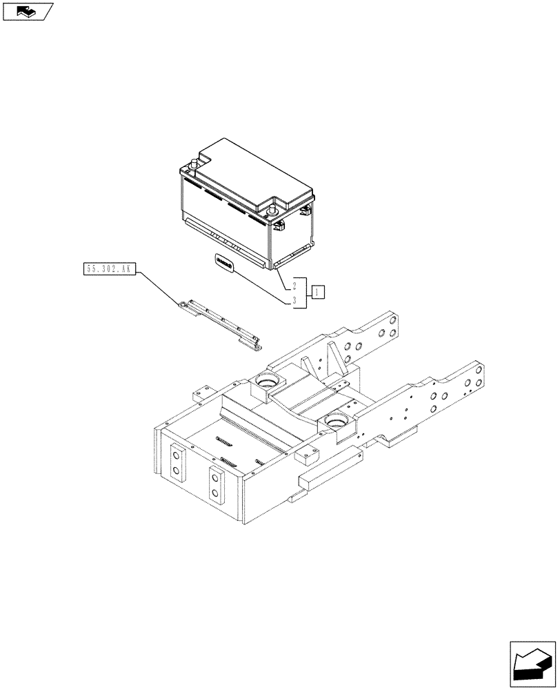 Схема запчастей Case IH FARMALL 85C - (55.302.AG[01]) - VAR - 334214, 743585 - BATTERY (800A) (55) - ELECTRICAL SYSTEMS