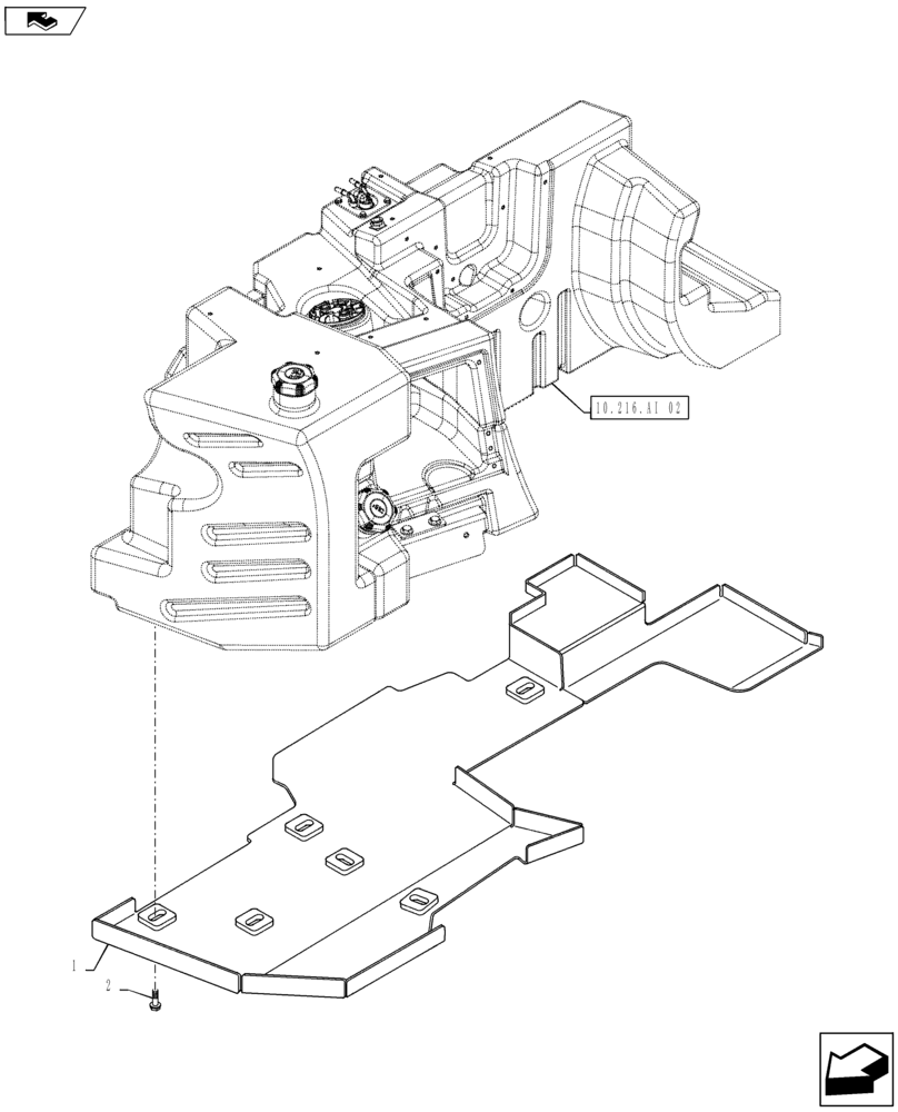 Схема запчастей Case IH MAXXUM 115 - (10.216.AI[08]) - VAR - 330142, 743670 - FUEL TANK PROTECTION (10) - ENGINE