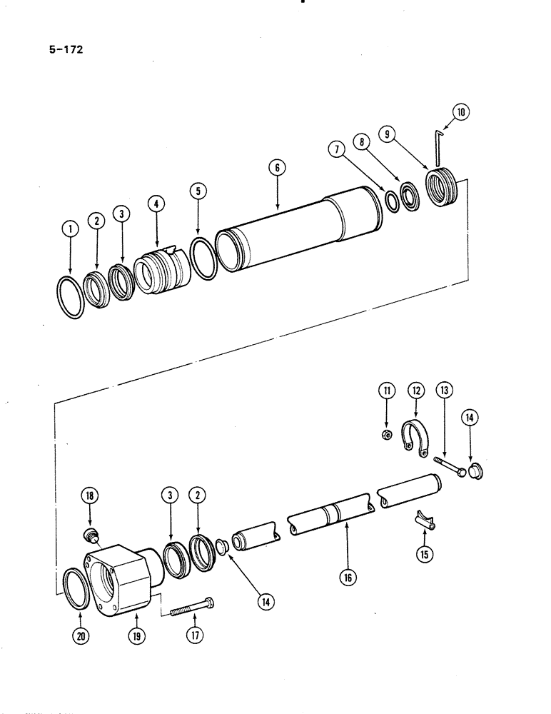 Схема запчастей Case IH 485 - (5-172) - STEERING CYLINDER, 4 WHEEL DRIVE, MFD AXLES APL-330 AND APL-325, P.I.N. 18001 AND AFTER (05) - STEERING