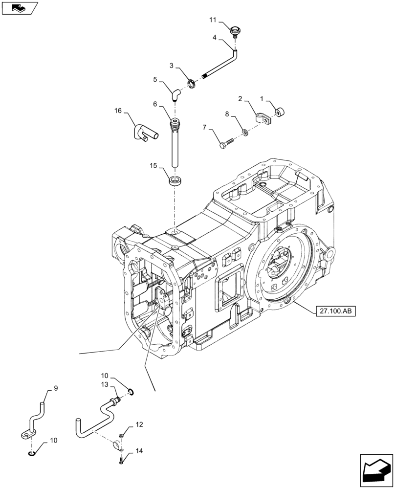 Схема запчастей Case IH MAXXUM 120 - (27.100.AI[02]) - VAR - 330247, 743766, 330291, 743764, 331970, 331908, 330909, 331909, 743811, 335245, 743673, 331920, 330921, 331921, 743696, 332923 + STD - TRANSMISSION 24X24 (40 KM/H) HI-LO - REAR AXLE HOUSING, INN