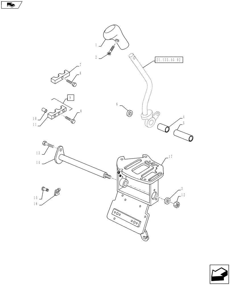 Схема запчастей Case IH MAXXUM 115 - (21.133.AG[03]) - VAR - 330283 - GEARSHIFT CONTROL - KNOB - BRACKET (21) - TRANSMISSION