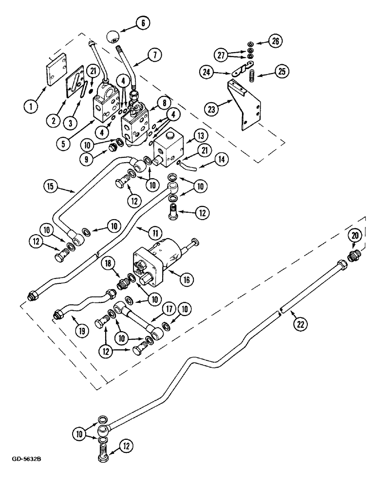 Схема запчастей Case IH 833 - (8-510) - CONTROL VALVES,OIL LINES (08) - HYDRAULICS