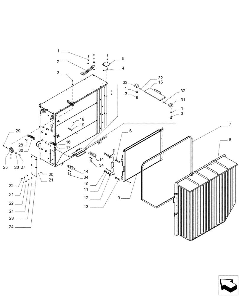 Схема запчастей Case IH A8800 - (10.400.BE[03]) - RADIATOR (10) - ENGINE