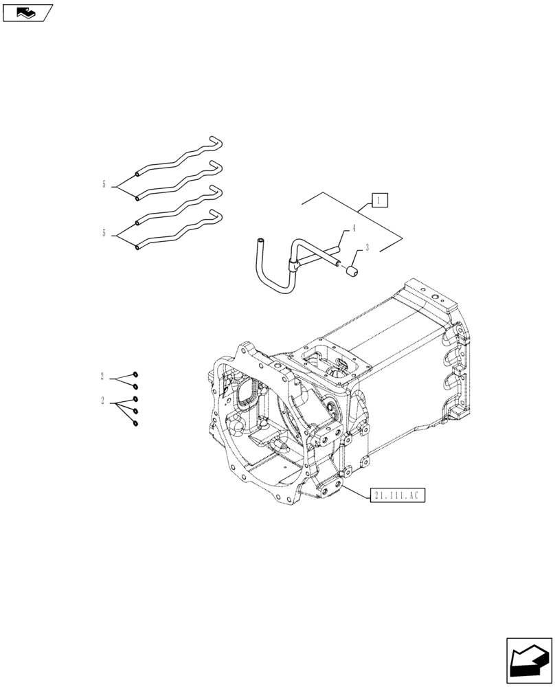 Схема запчастей Case IH MAXXUM 115 - (21.103.AN) - TRANSMISSION 16X16 AND 17X16 (40 KM/H), SPS - LUBRICATION LINE - PIPES (21) - TRANSMISSION