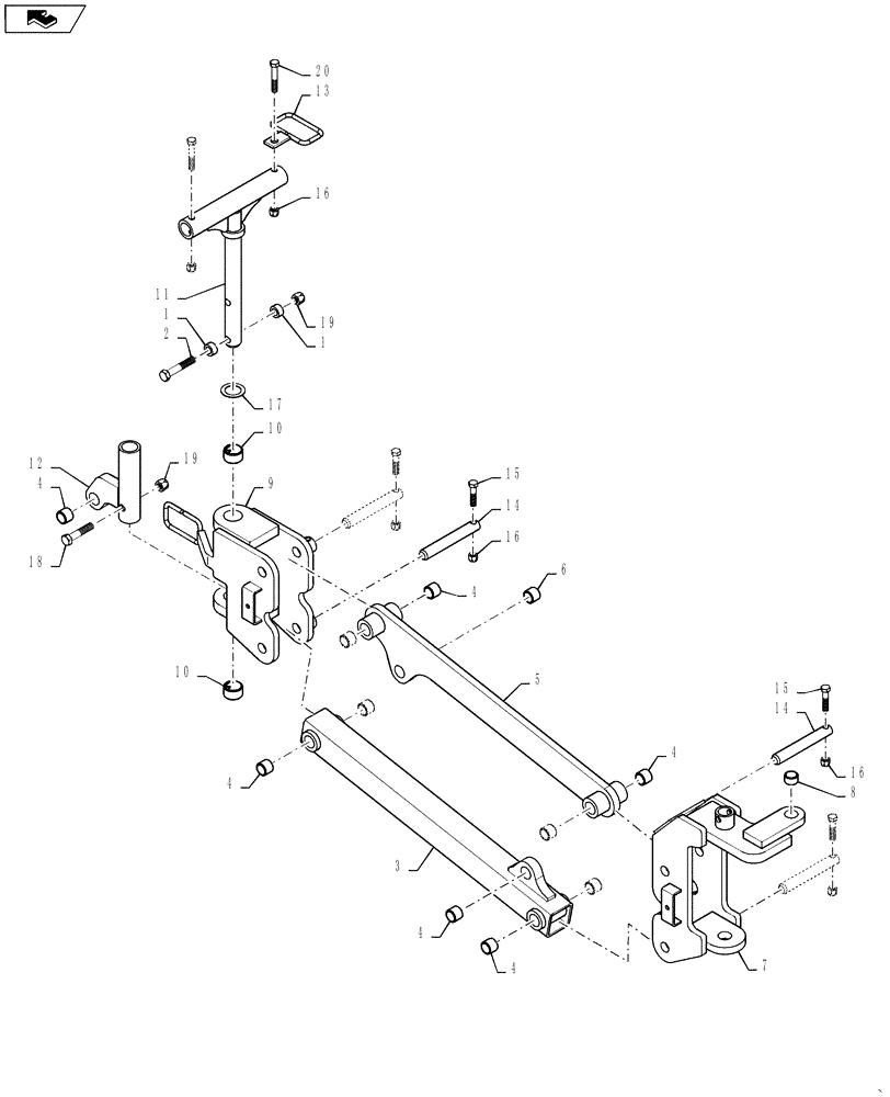 Схема запчастей Case IH 2330 - (80.180.AU[01]) - DELUXE AUGER LINKAGE ARMS (80) - CROP STORAGE/UNLOADING