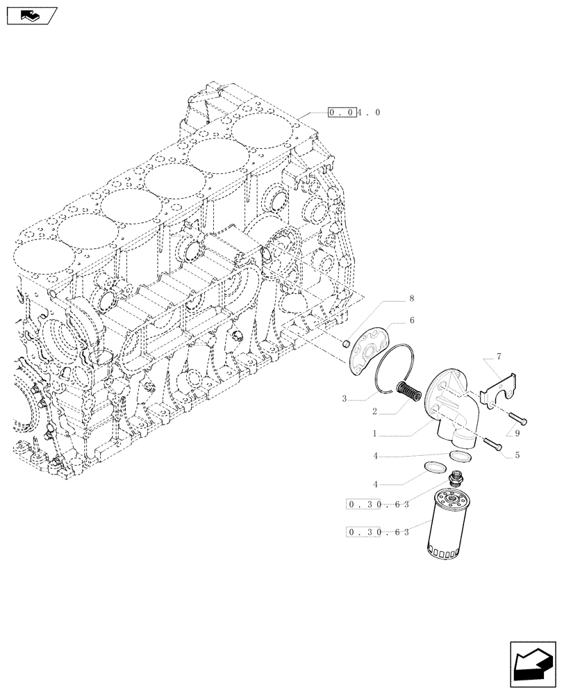 Схема запчастей Case IH A8000 - (0.30.2) - FILTER ENGINE OIL (504221058) (10) - ENGINE