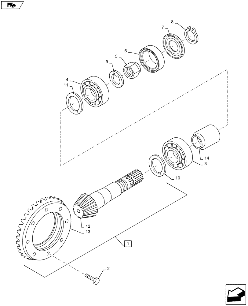 Схема запчастей Case IH MAXXUM 125 - (25.102.AC[12]) - STD CL.3 FRONT AXLE BEVEL GEAR AND ADJUSTING SHIMS (25) - FRONT AXLE SYSTEM