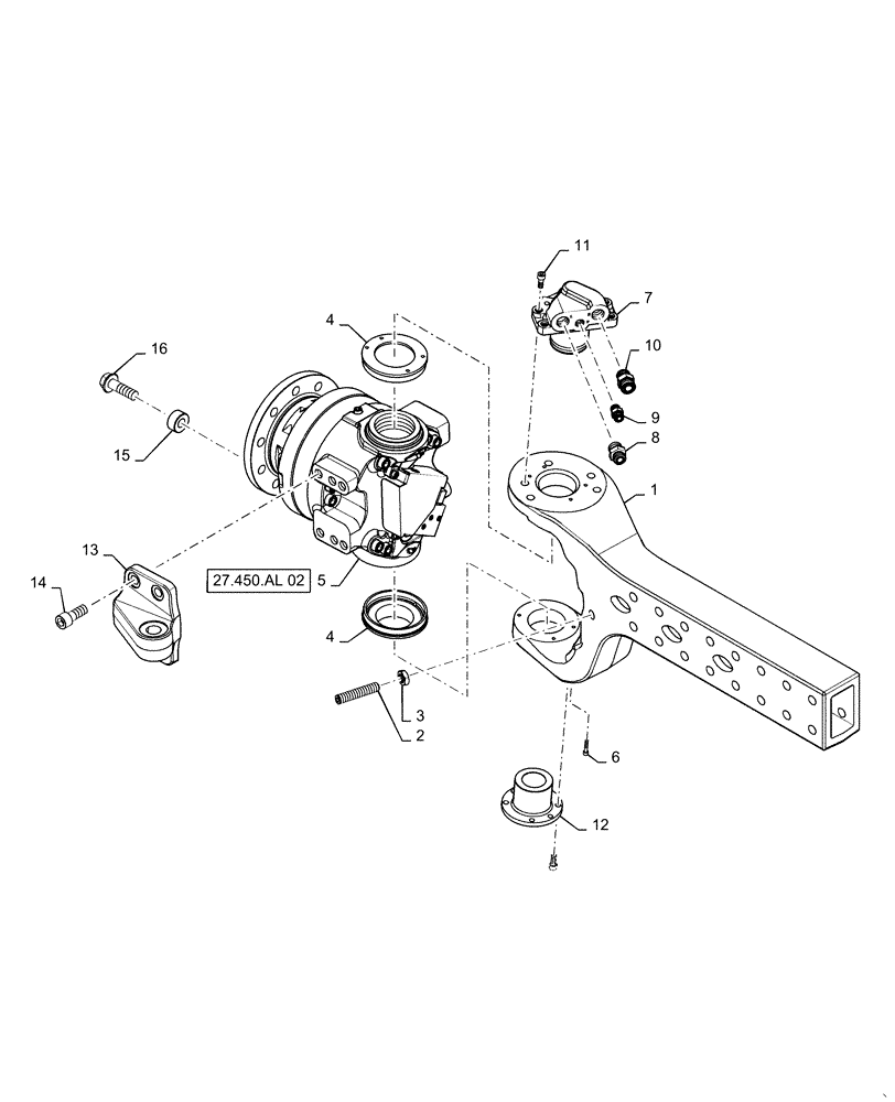 Схема запчастей Case IH 6140 - (27.450.AJ[02]) - AXLE EXTENSION, RH, SINGLE SPEED (27) - REAR AXLE SYSTEM