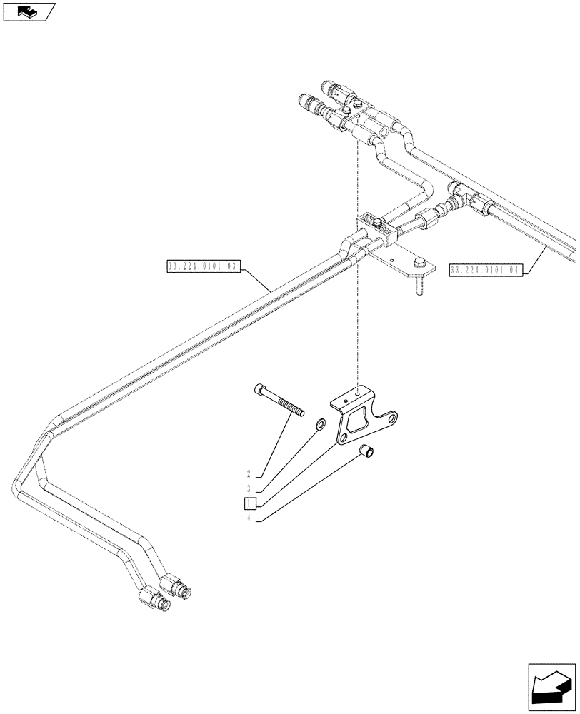 Схема запчастей Case IH PUMA 170 - (33.224.0104) - ABS SYSTM - BRACKET FOR TRAILER BRAKE VALVE (VAR.743978-743980) (33) - BRAKES & CONTROLS