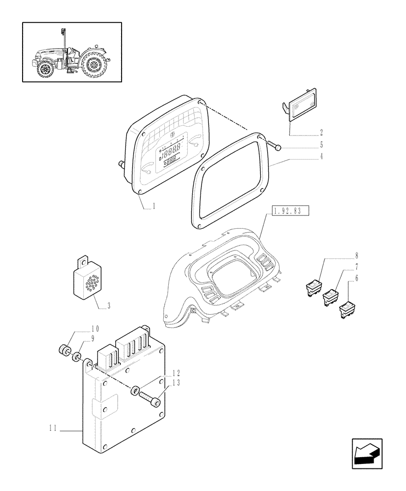 Схема запчастей Case IH JX1075N - (1.75.1/01) - (VAR.271) HI-LO - ELECTRIC CONTROLS, SWITCHES, MEASURING DEVICE AND RELAYS (06) - ELECTRICAL SYSTEMS