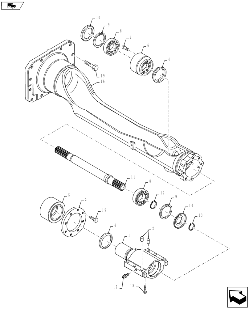 Схема запчастей Case IH MAXXUM 110 - (23.314.AH[01]) - VAR - 330414, 330427 - CL.3 SUSPENDED FRONT AXLE - BEARINGS AND DRIVE SHAFT CARRIER ARM (23) - FOUR WHEEL DRIVE SYSTEM