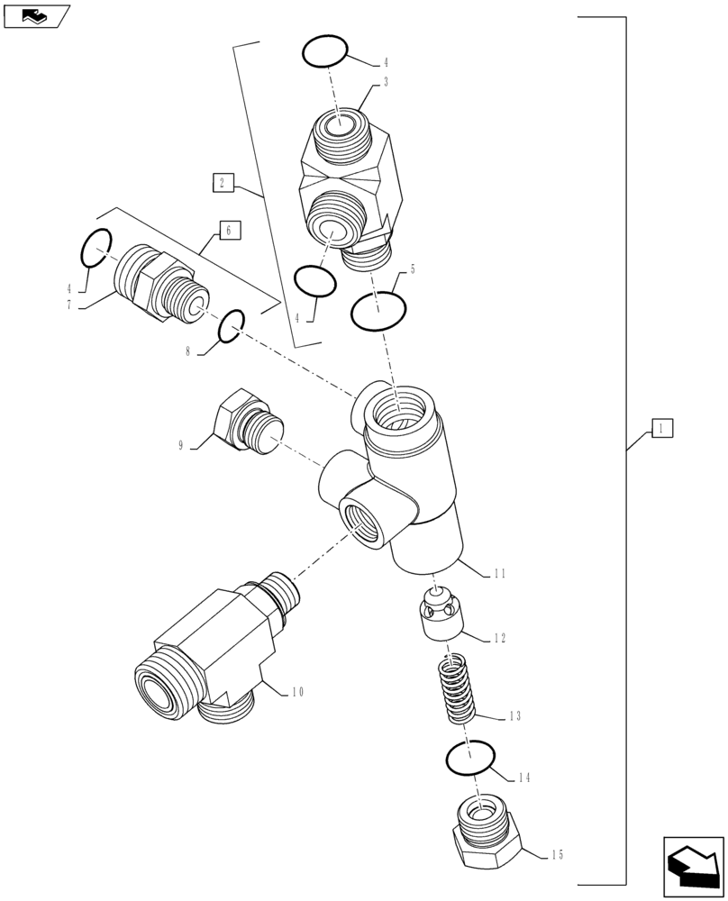 Схема запчастей Case IH MAXXUM 115 - (21.109.AE) - HYDRAULIC PUMP 113 L/MIN CCLS - BY PASS VALVE - BREAKDOWN (21) - TRANSMISSION