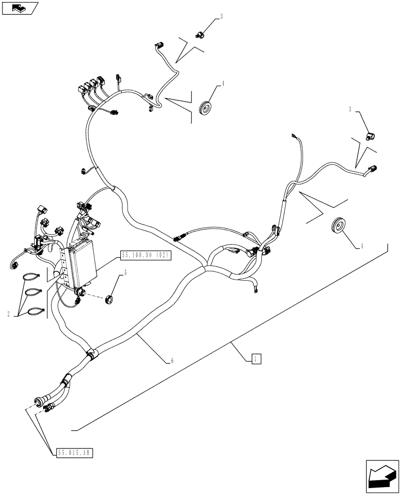 Схема запчастей Case IH FARMALL 85C - (55.510.BO[01]) - VAR - 334435, 334436 - PLATFORM MAIN WIRE HARNESS (SHUTTLE) - ISO (55) - ELECTRICAL SYSTEMS