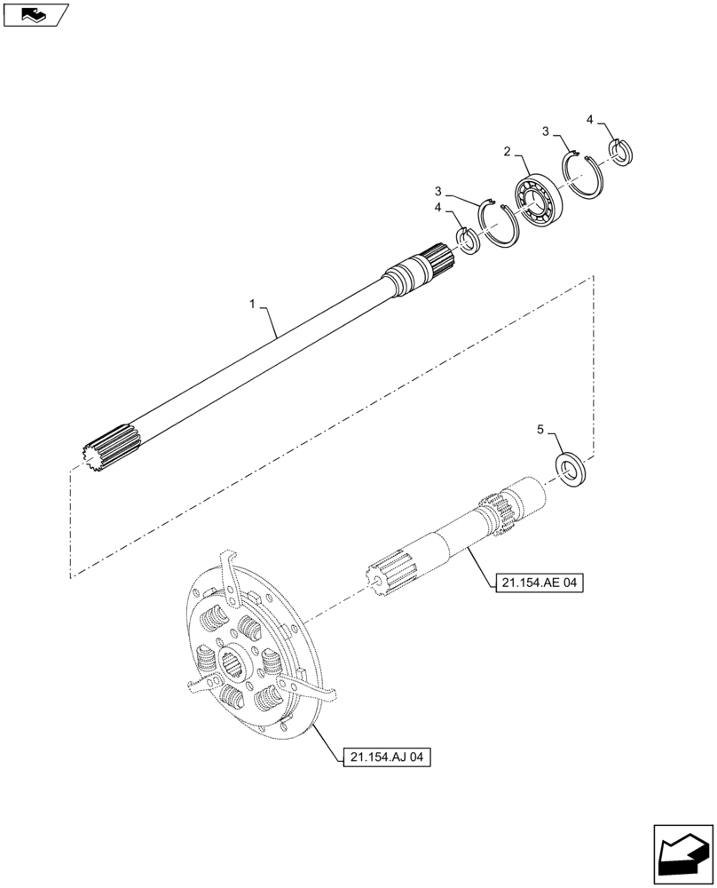 Схема запчастей Case IH MAXXUM 115 - (21.154.AJ[02]) - TRANSMISSION 24X24 (40KM/H) HI-LO - INPUT SHAFT (21) - TRANSMISSION