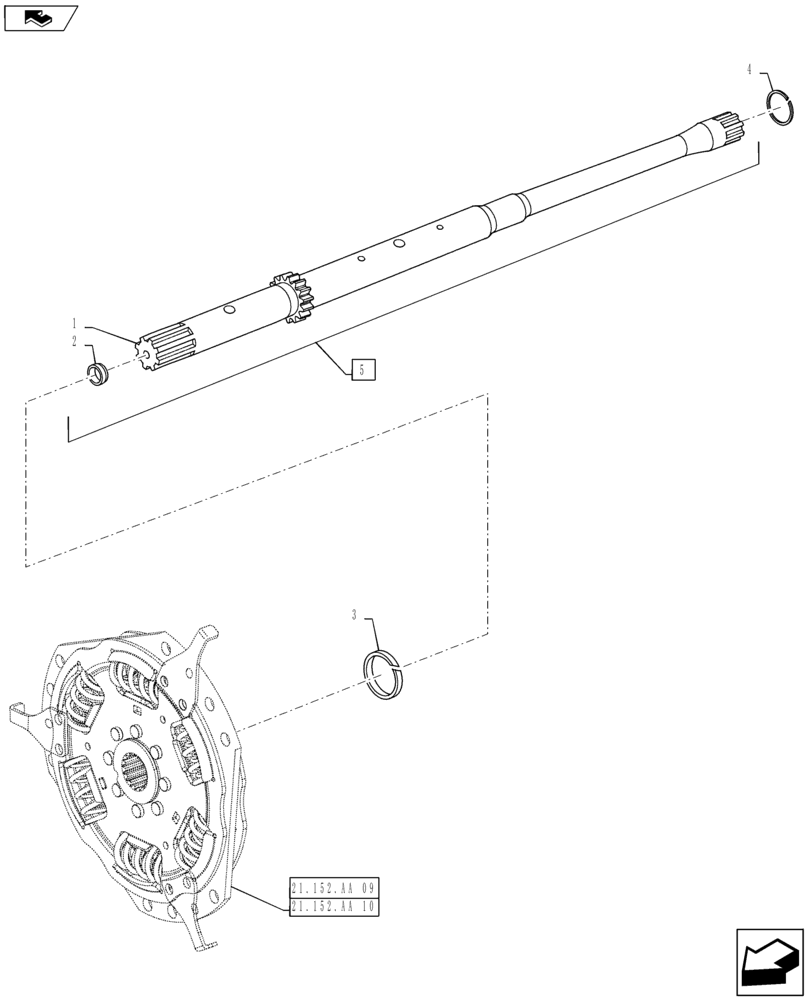 Схема запчастей Case IH MAXXUM 115 - (21.152.AA[01]) - TRANSMISSION 16X16 AND 17X16 (40 KM/H), SPS - INPUT SHAFT (21) - TRANSMISSION