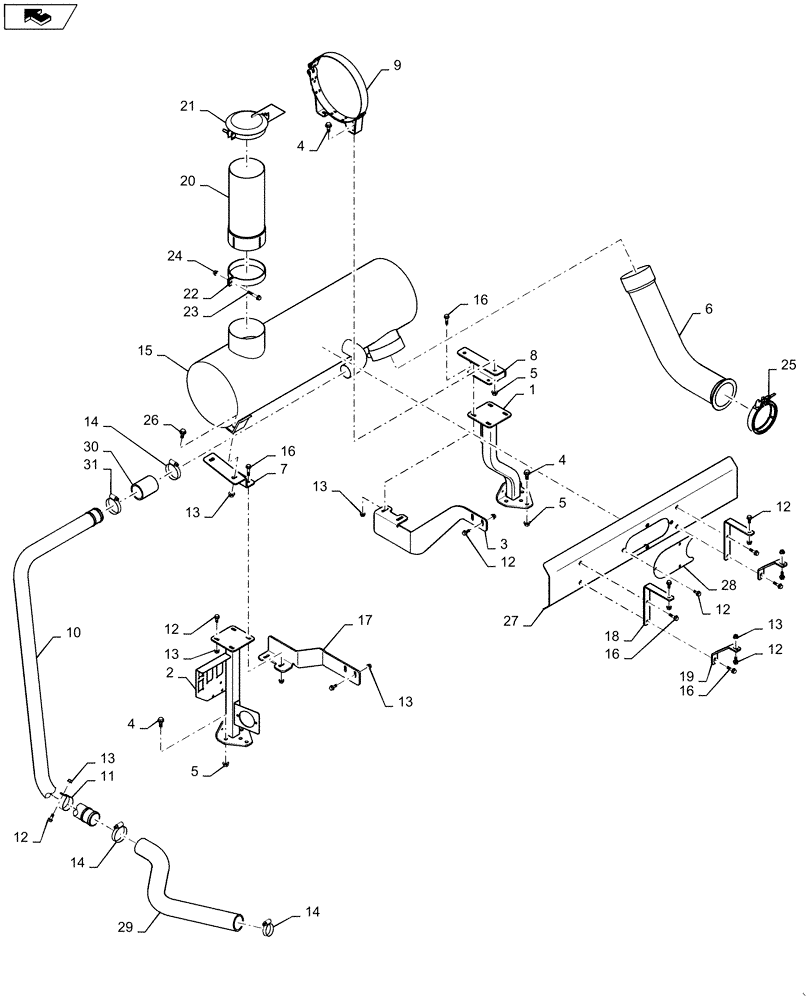 Схема запчастей Case IH 6130 - (10.254.AI[03]) - EXHAUST ASSEMBLY, 61/7130 T2 (10) - ENGINE