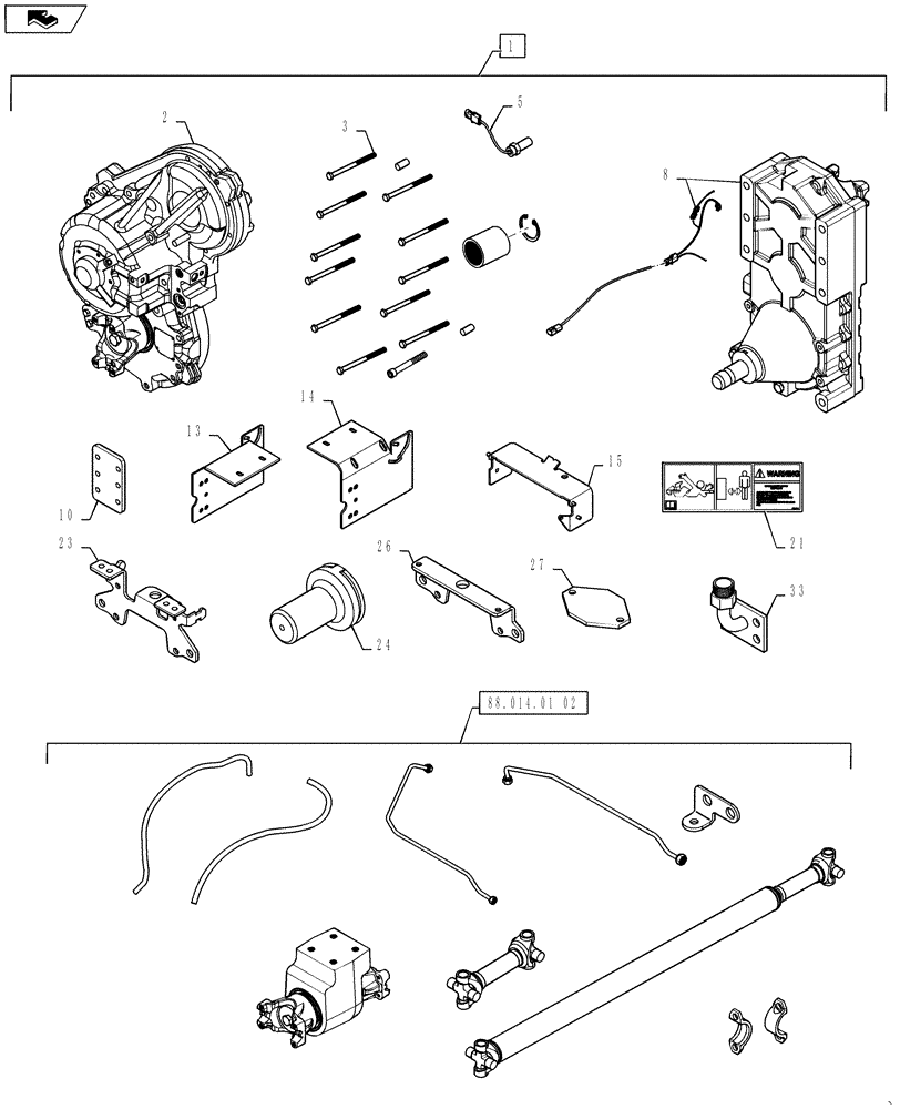 Схема запчастей Case IH QUADTRAC 600 - (88.014.01[01]) - DIA KIT - PTO (NON-EUROPE) (88) - ACCESSORIES