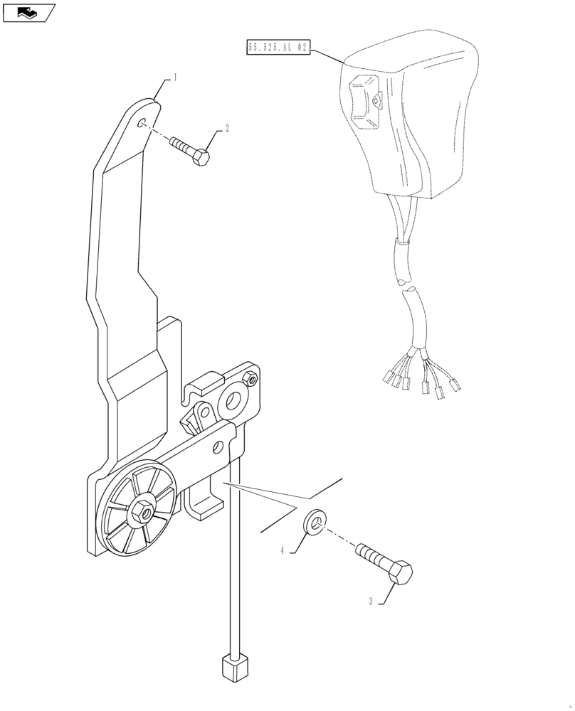 Схема запчастей Case IH MAXXUM 110 - (55.525.AL[01]) - VAR - 330283 - ACCELERATOR HAND CONTROL LEVER (55) - ELECTRICAL SYSTEMS