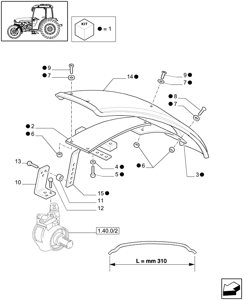 Схема запчастей Case IH JX1075C - (1.43.0/01) - (VAR.168-168/1) 4WD FRONT MUDGUARDS - SUPPORTS (04) - FRONT AXLE & STEERING