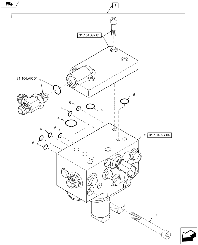 Схема запчастей Case IH MAXXUM 125 - (31.104.AR[10]) - VAR - 338405 + STD - ELECTROHYDRAULIC CONTROL VALVE FOR 40KM/H TRANSMISSION LESS CREEPER, FOR CCLS PUMP (31) - IMPLEMENT POWER TAKE OFF