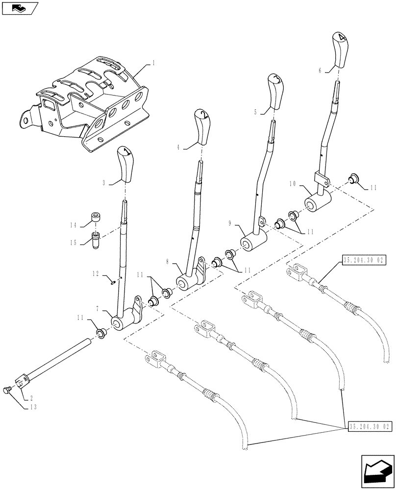 Схема запчастей Case IH PUMA 145 - (35.204.30[01]) - VAR - 743685, 333845, 336845 -4 LEVER REAR CONTROL (35) - HYDRAULIC SYSTEMS