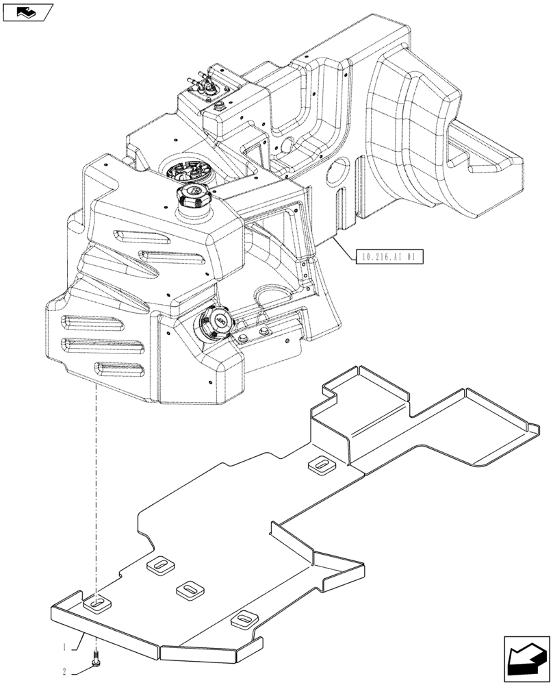 Схема запчастей Case IH MAXXUM 110 - (10.216.AI[07]) - VAR - 330142, 743670 - FUEL TANK PROTECTION (10) - ENGINE