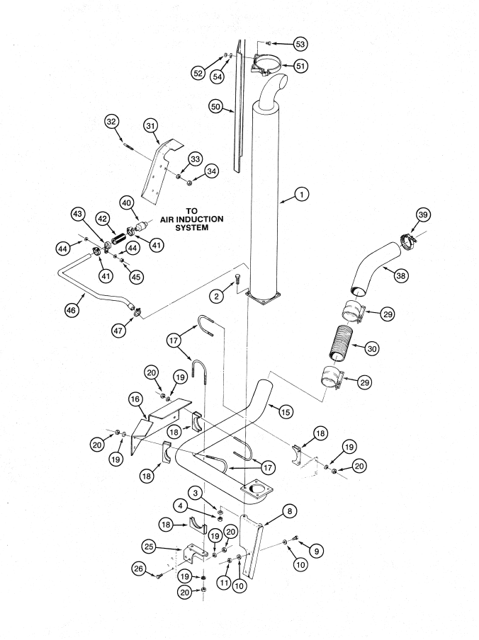 Схема запчастей Case IH 9210 - (2-012) - EXHAUST SYSTEM, WITHOUT INSULATED EXHAUST TUBE (02) - ENGINE