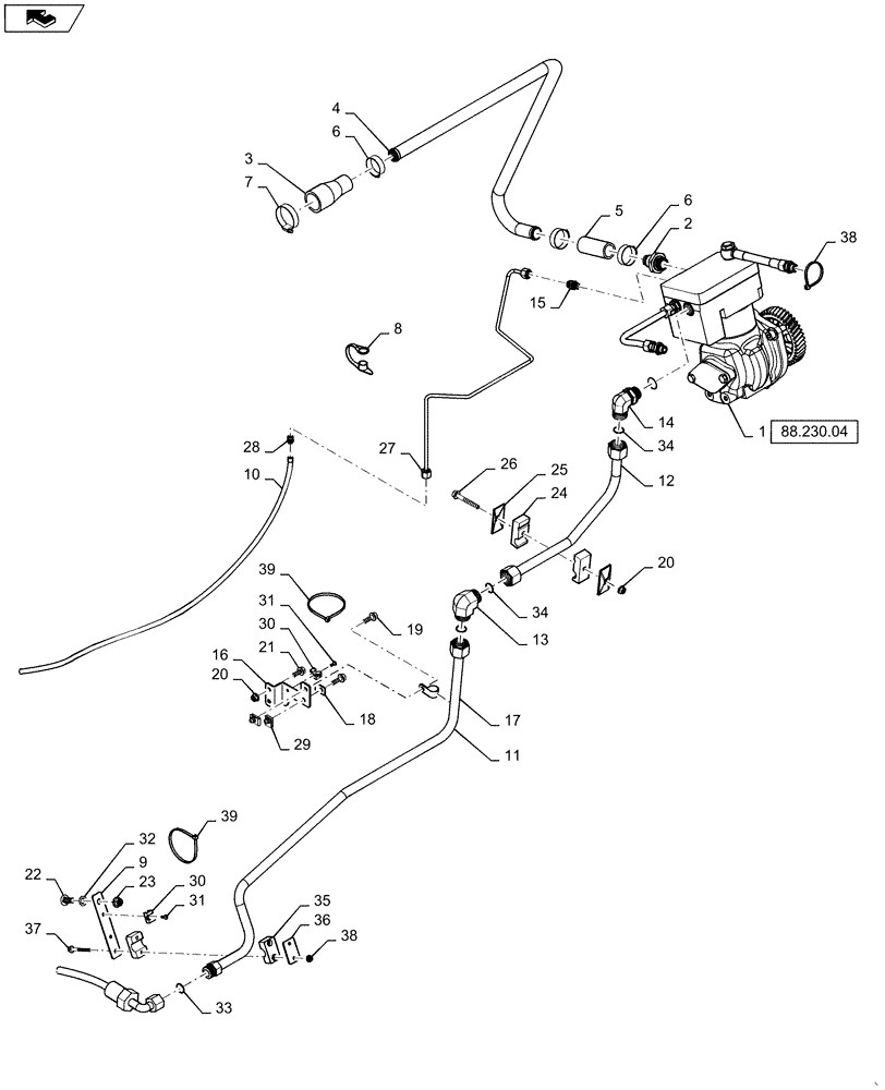 Схема запчастей Case IH 6130 - (10.450.AE[04]) - AIR COMPRESSOR INSTALLATION-61/7130 CURSOR 9 CONTINUED (10) - ENGINE