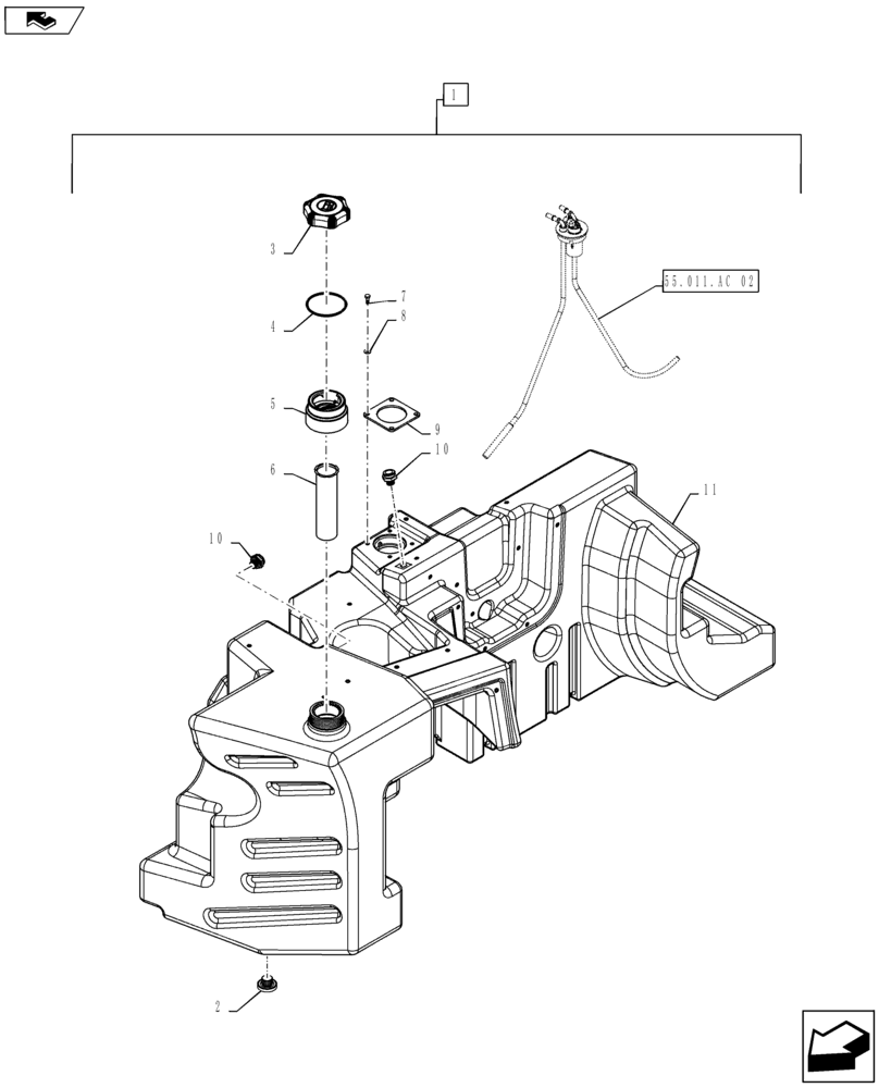 Схема запчастей Case IH MAXXUM 115 - (10.216.AI[06]) - STD + VAR - 330142, 743670 - FUEL TANK - BREAKDOWN (10) - ENGINE